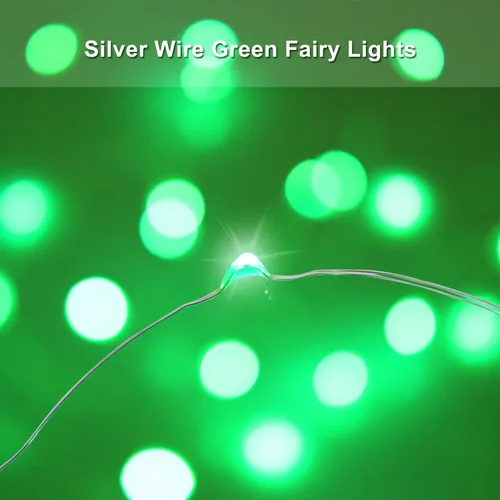 Vista 3 de Blingstar Luces de hadas alimentadas por USB, paquete de 2 unidades de 100 LED de 33 pies, cable plateado flexible, mini cadena de luces para el día