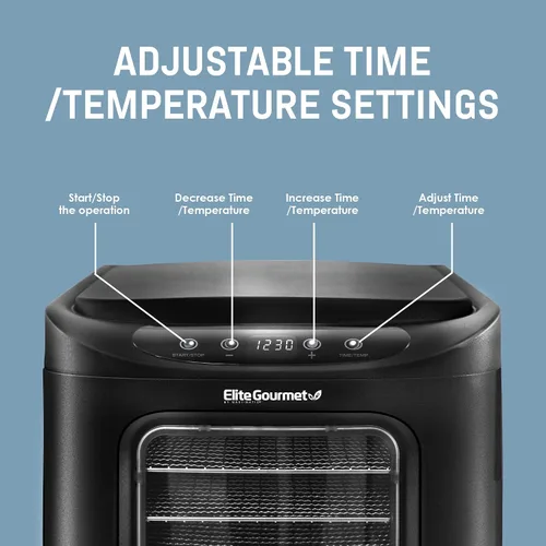 Vista 6 de Elite Gourmet EFD-313B deshidratador de alimentos programable, deshidratador de alimentos, controles de temperatura ajustables, aperitivos