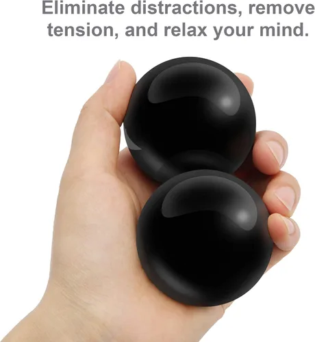 Vista 3 de Coolrunner - Pelotas de mármol negro de 2 pulgadas para la salud china Pelotas de mano para aliviar el estrés para ejercicios de mano