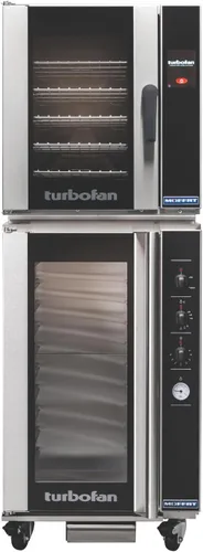 Vista 17 de Moffat Turbofan E33 - Hornos de convección eléctricos de encimera de tamaño completo con soporte, doble pila con ruedas, control digital, 208