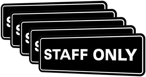 Vista 58 de All Quality Letrero estándar para pared o puerta Fácil instalación Señales de trabajo de oficina Seguridad mejorada – Negro – Pequeño
