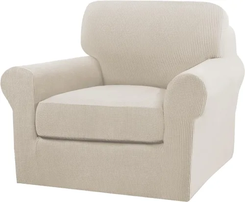 Vista 114 de Turquoize 2 fundas para sillas de sala de estar, funda de sofá con fundas de cojín individuales, funda de muebles para sillas (silla, beige biscotti)