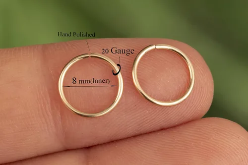 Vista 70 de Aretes de aro de oro de plata – Aretes de aro para mujer, dos piezas de aros de plata fina rellenos de oro, aro de hélice, anillo de tragus, aro