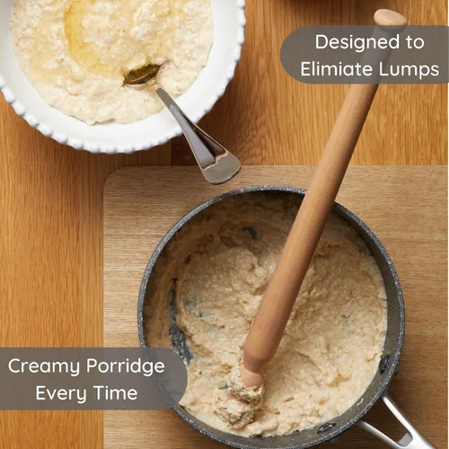 Vista 3 de Muldale Spurtle de gachas escocesas – Cuchara de madera de avena de 11.5 pulgadas – Herramienta de cocina tradicional – Palito de cocina de madera