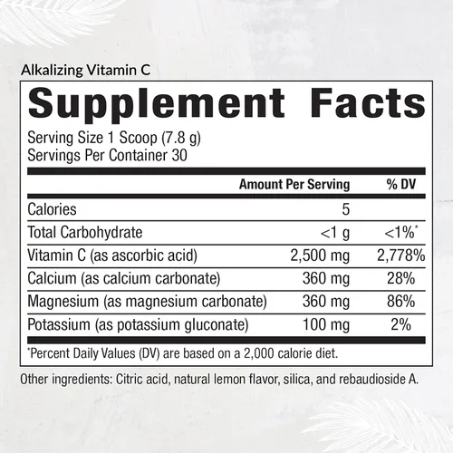 Vista 2 de EquiLife Suplemento alcalinizante de vitamina C, 2500 mg por porción, polvo de fácil absorción para apoyo inmunológico, con magnesio, calcio