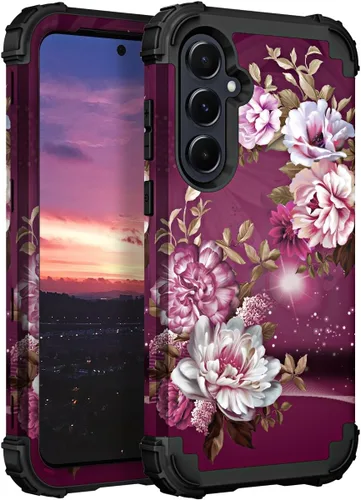 Vista 128 de Hocase Funda para Galaxy A37 5G, protección resistente a prueba de golpes, parachoques de goma de silicona suave+funda protectora híbrida