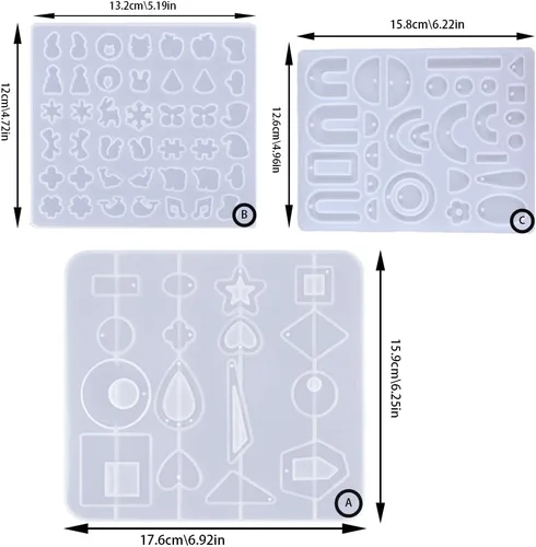 Vista 2 de BOSOIRSOU 205 piezas de moldes de resina para joyería y ganchos para aretes, moldes de silicona para colgantes, moldes para aretes, pulseras