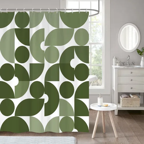 Vista 10 de zokyer - Cortina de ducha para niños, divertida y abstracta, de tamaño pequeño, con lunares, geométrica, de color, única, estrecha, para baño