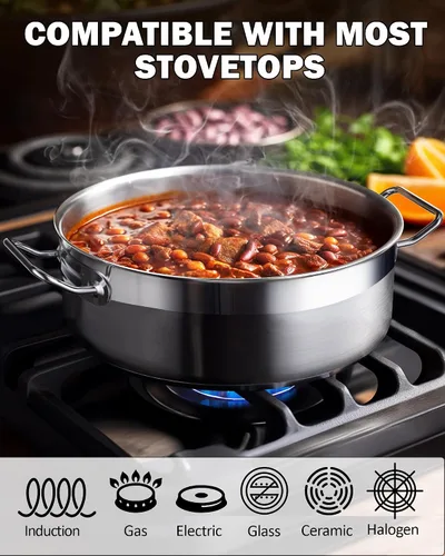 Vista 3 de Cooks Standard - Sartén profunda con tapa para saltear, de 4 cuartos de galón, profesional de acero inoxidable, sartén multiusos del chef