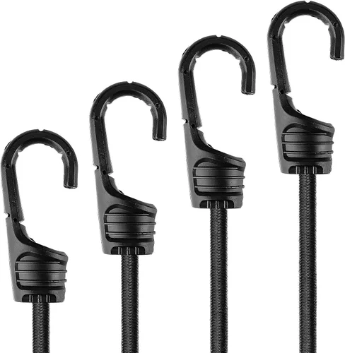 Vista 17 de ZHOUBIN Cuerdas elásticas negras de 24 pulgadas con ganchos resistentes, 1 unidad