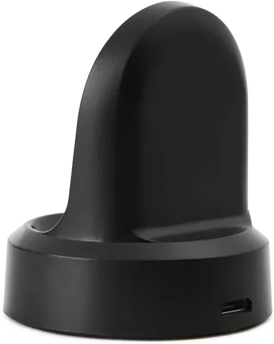 Vista 2 de Kissmart Cargador para Smausng Gear S3 Frontier/Classic Smart Watch (negro) Cable de soporte de cuna de muelle de carga de repuesto para Gear S3