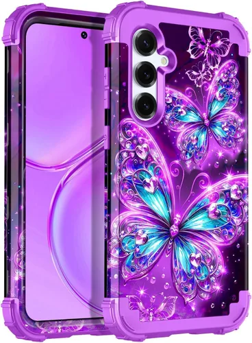 Vista 34 de Miqala Funda para Galaxy S24 5G, brilla en la oscuridad, tres capas, resistente, a prueba de golpes, protección completa, parachoques de plástico
