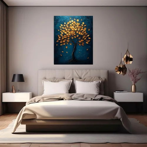 Vista 2 de VOCBAN Tree of Life Wall Art The Picture Artwork Canvas Prints Tree Pictures Poster Retro Artwork for Bedroom Living Room Home Decoration(blue blue