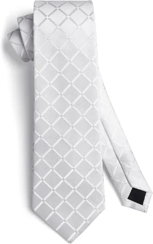 Vista 5 de HISDERN Conjunto de corbata a cuadros a cuadros pañuelo tejido clásico formal para hombre corbata y bolsillo cuadrado