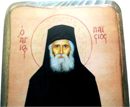 Vista 3 de Icono de madera griego cristiano ortodoxo madera de San Paisios / A0