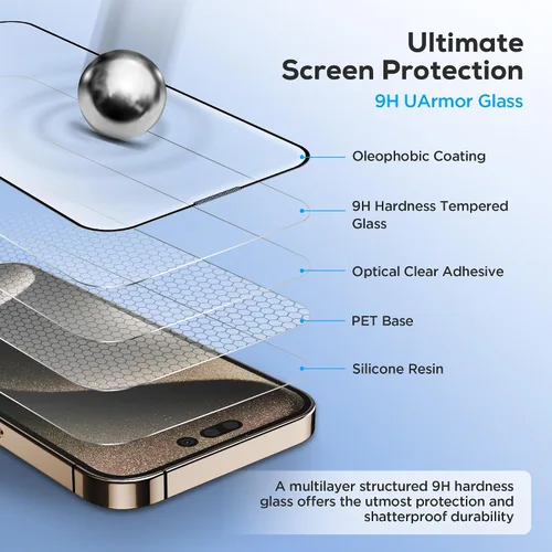 Vista 7 de UARMOR Protector de Pantalla de Privacidad de Vidrio para [ iPhone 15 Plus ] Vidrio Templado Premium 9H Anti-espía, Kits de Instalación Fácil