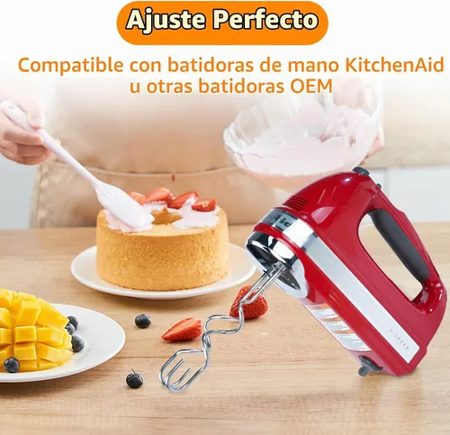 Vista 7 de 2 piezas de gancho de masa para batidora de mano, accesorios de acero inoxidable compatibles con batidora de mano kitchenAid, accesorios de repuesto