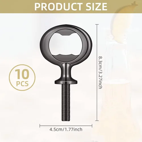 Vista 3 de Kit de abridor de botellas de metal, 10 piezas de insertos de acero inoxidable, accesorios para abridor de cerveza DIY, insertos negros planos