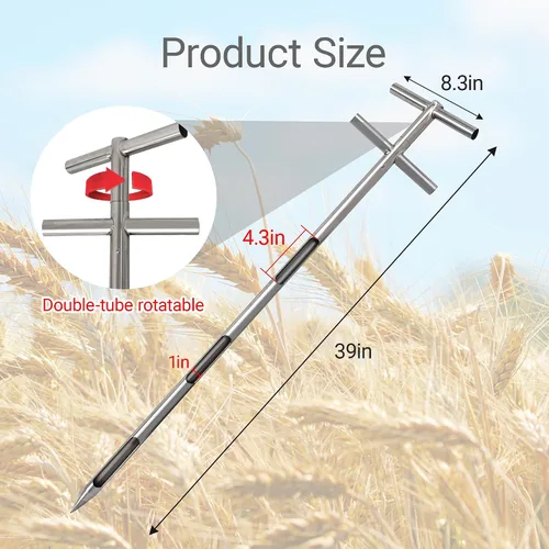 Vista 5 de Sonda de muestreo de grano de polvo, sonda de grano para polvos y semillas, muestreador de acero inoxidable, muestra de ladrón de granos, sonda