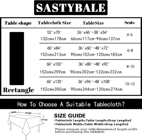 Vista 6 de SASTYBALE Mantel de vinilo con respaldo de franela impermeable y resistente al aceite, manteles de plástico para mesas rectangulares, manteles