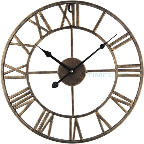 Vista 10 de Timelike Reloj de pared romano grande, estilo rústico, vintage, de metal, reloj de pared grande de gran tamaño, para el hogar, sala de estar Negro