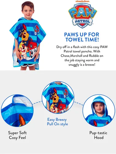 Vista 6 de Paw Patrol Poncho de toalla con capucha para niños talla única