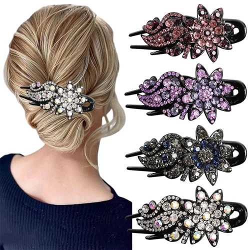 Vista 12 de Pinza para el cabello, 8 piezas de accesorios para el cabello con diamantes de imitación brillantes para mujer, pinzas decorativas de moda