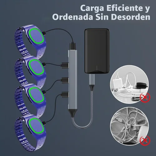 Vista 4 de Hub de carga USB C (1 unidad) para MagicBand+ Plus Magic Band, multicargador 4 en 1 compatible con cargadores oficiales y de repuesto MagicBand