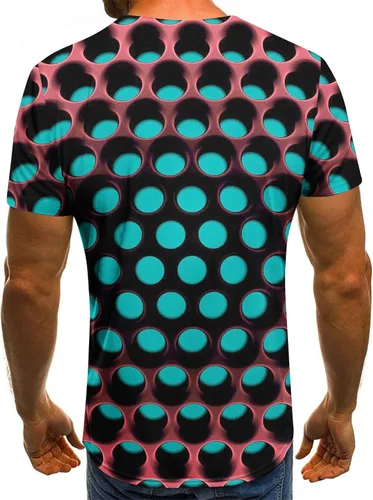 Vista 3 de Camisetas de verano para hombre, casual, elegante, manga corta, neón, abstracto, 3D, impresión, camiseta de trabajo, novedad, ropa gráfica 2023