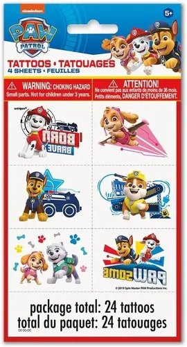 Vista 3 de Tatuajes de Paw Patrol (paquete de 24) – Tatuajes temporales vibrantes y divertidos, perfectos para cumpleaños de niños y fiestas temáticas