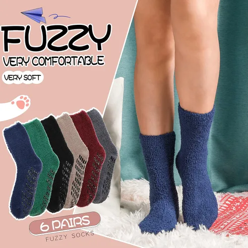 Vista 2 de EBMORE Womens Fuzzy Socks Slipper Fluffy Cozy Comfy Cabin Plush Warm Winter Sleep Home Soft Socks
