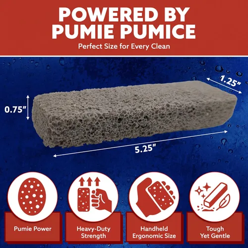 Vista 3 de PUMIE Palo de piedra pómez (1 unidad) – Piedra de limpieza de piedra pómez extra fuerte, resistente para baño, cocina, parrilla, palo de limpieza