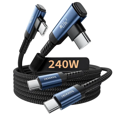 Vista 20 de Cable USB C [Paquete de 2, 1 mt] Carga rápida de 240 W tipo C, cable USB 2.0 trenzado de nylon para iPhone 17 16 15 Pro Plus Pro Max Air, iPad Pro