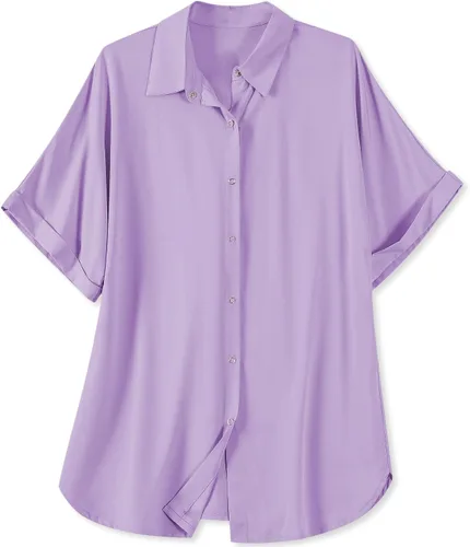 Vista 13 de Blusa suave casual de manga corta con broche frontal para mujer