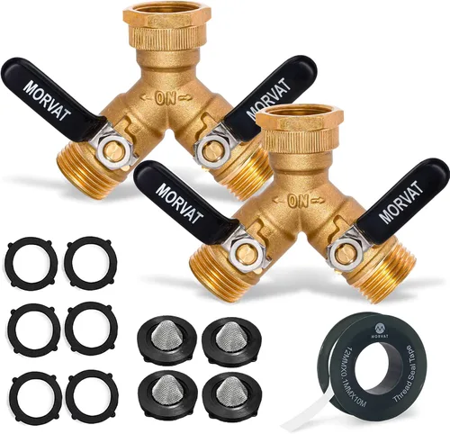 Vista 10 de Morvat - Conector de latón para manguera de jardín (2 vías)