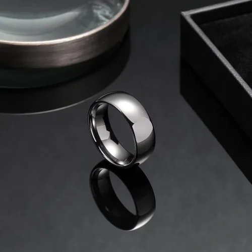 Vista 70 de King Will Alianza de boda de carburo de tungsteno para hombres y mujeres, anillos de promesa para parejas abovedados de alto pulido