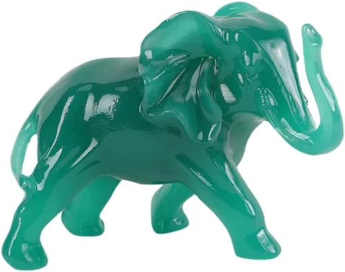 Vista 8 de Estatuas de elefante para decoración del hogar, 1 par de figuras de elefante de la suerte con tronco para estantes, sala de estar y dormitorio