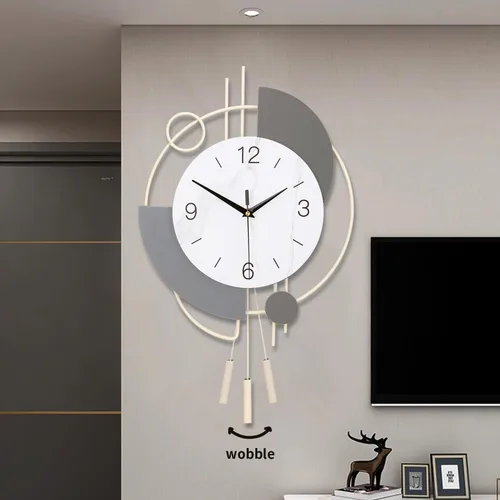 Vista 6 de Dankeit Reloj de pared decorativo de cuarzo silencioso con péndulo, grande para sala de estar, cocina, baño, dormitorio, 13 x 21.65 pulgadas (beige)