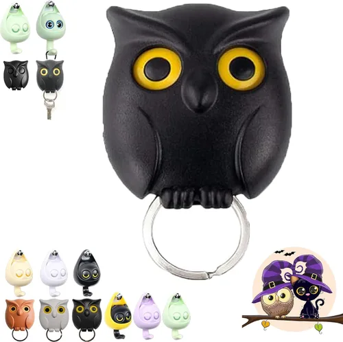 Vista 18 de Llavero de búho nocturno, llaves de soporte para llaves, llave de pared magnética de búho nocturno, lindo soporte para llaves de búho, creativo y 3