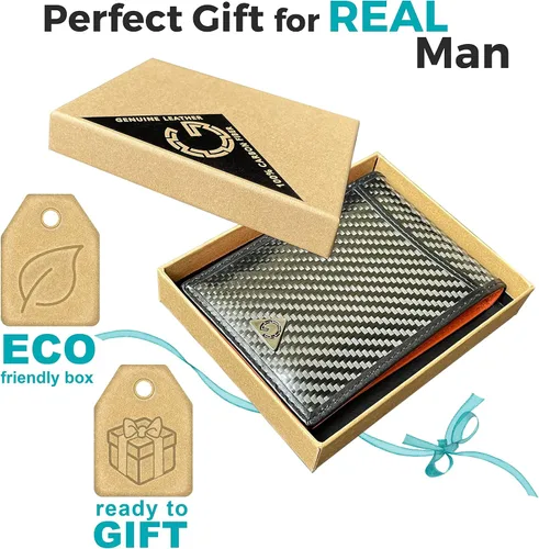 Vista 6 de Gotti Carteras para hombre, bloqueo RFID plegable, NegroGris, Naranja, Clip para dinero Sin compartimento para efectivo