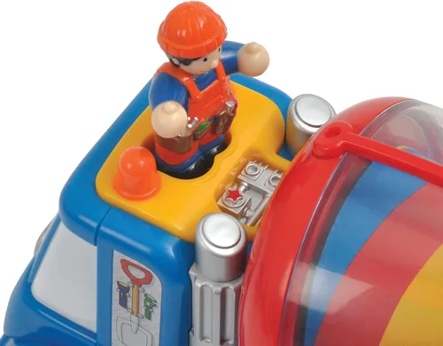 Vista 6 de Wow Toys Mix 'n' Fix Mike - Camión mezclador de cemento de construcción con figura del conductor Alimentado por fricción, sin baterías, juguete