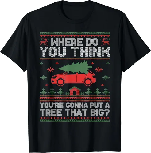 Vista 2 de Camiseta Ugly Where Do You Think You're Gonna Put A Tree That Big, Negro