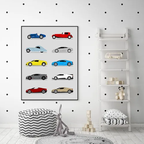Vista 6 de Idea Network Handmade Poster compatible with Bugatti Print Wall Art Decor of the Best of Bugatti Generations History - Multi 8x10 Metallic Print
