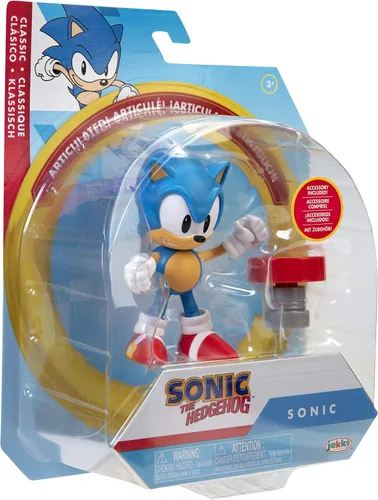 Vista 8 de Sonic 4"- Classic Sonic w/Spring- Wave 4 (en línea) articulado