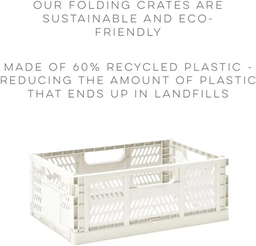 Vista 2 de 3 Sprouts Caja plegable de plástico reciclado, caja de almacenamiento plegable apilable para organización para adultos y niños, caja de plástico