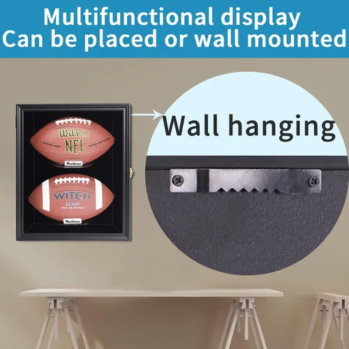 Vista 4 de 2 vitrinas de fútbol para montaje en pared, con cerradura, vista clara, tamaño completo, antidecoloración, protección UV, puerta acrílica, recuerdos