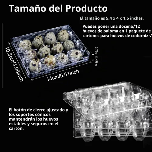 Vista 2 de Loving Basso Cajas de huevos de codorniz, paquete de 25, cada 12 bandejas pequeñas para huevos, reutilizables, de plástico reciclable, ideal