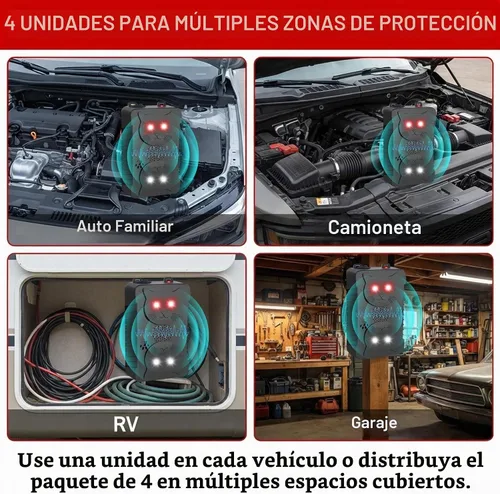 Vista 7 de 4 Pack Under Hood Rodent Repellent for Cars, Ultrasonic Strobe Deterrent
