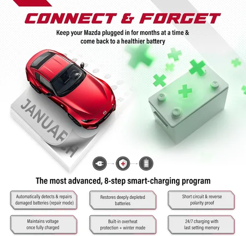 Vista 4 de Cargador de batería Mazda Cargador de goteo Acondicionador Mantenedor (sin modo de litio) 12V 6A Trickle Charger Conditioner Maintainer For CX-90