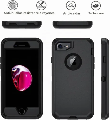 Vista 6 de Funda para iPhone 7/8Plus, iPhone 8 Plus y 7 Plus, 3 en 1, color Negro